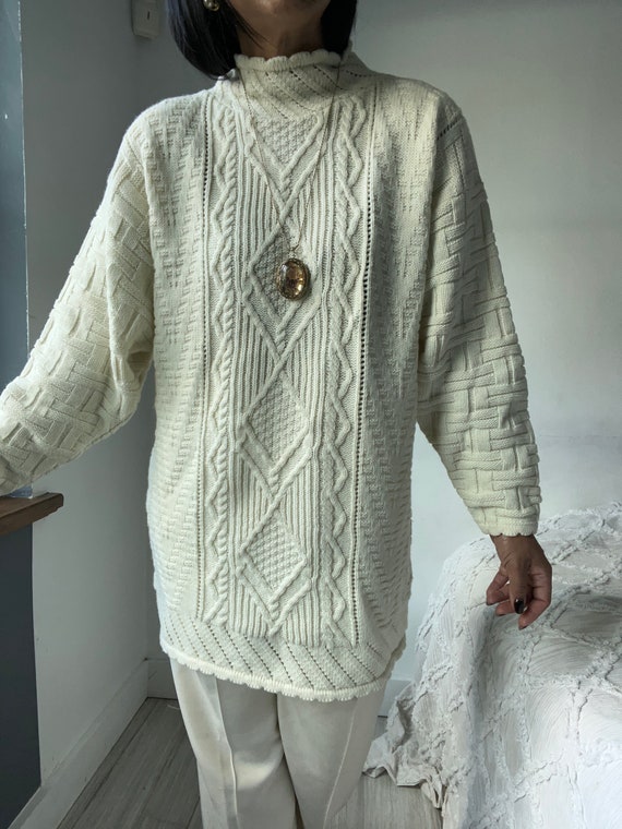 vintage wool knit pattered oversized sweater