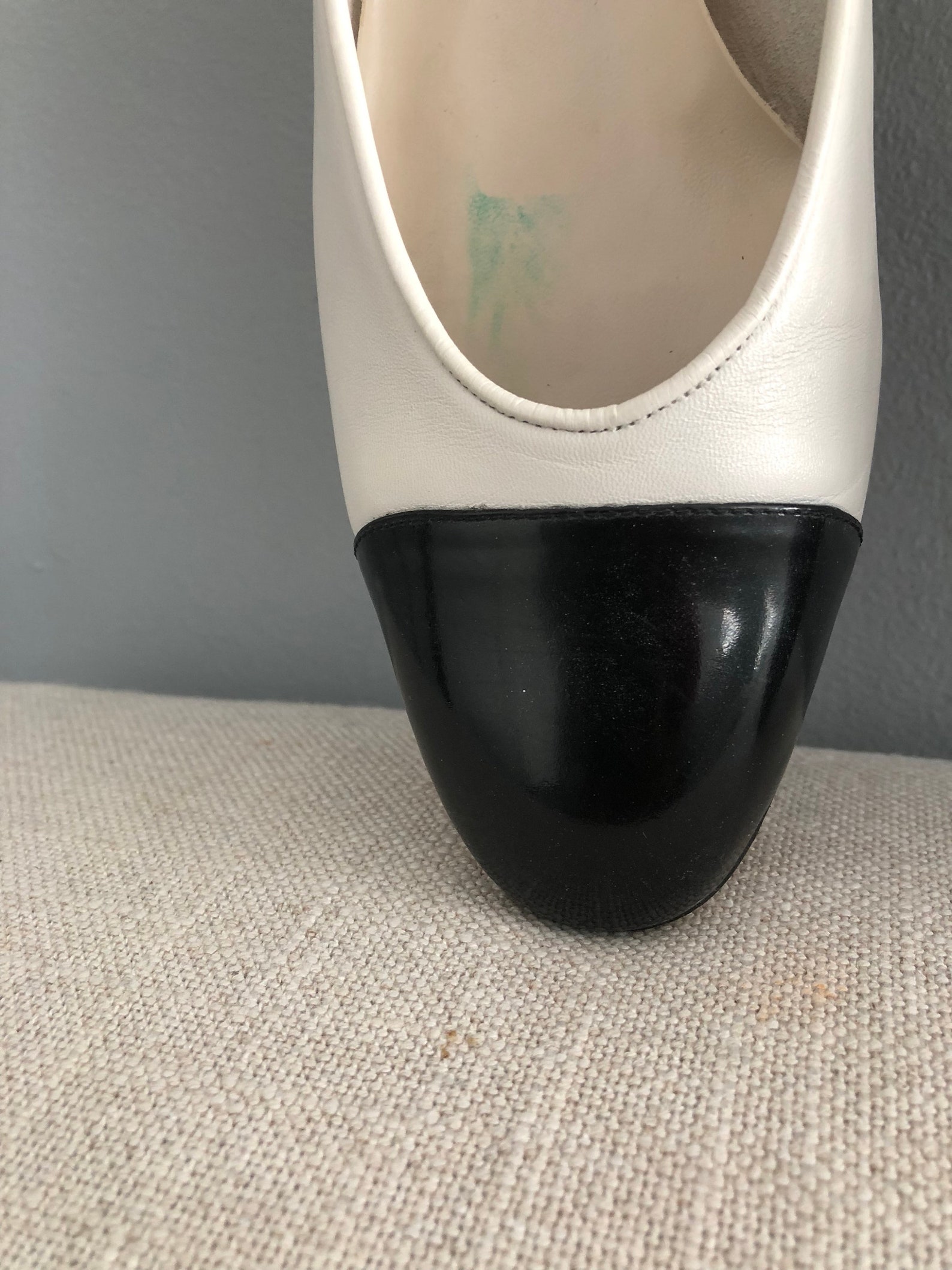 vintage classic ultra chic double tone color block double tone spanish leather heeled ballet style flat slip on