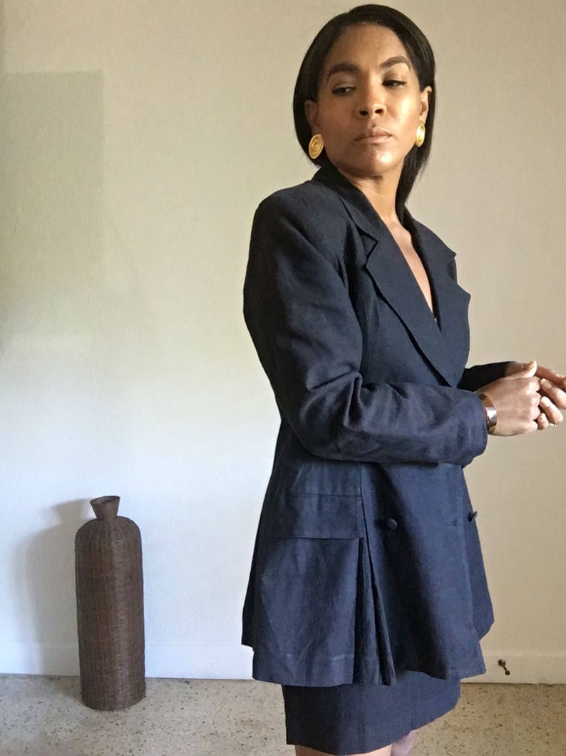 vintage femme double breasted mini skirt power suit