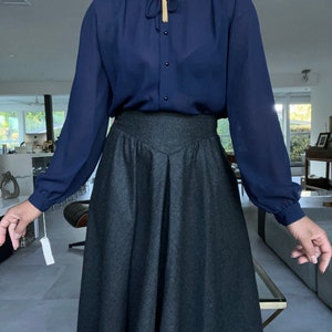 vintage full sweep yoke waist high waisted wool skirt image 7