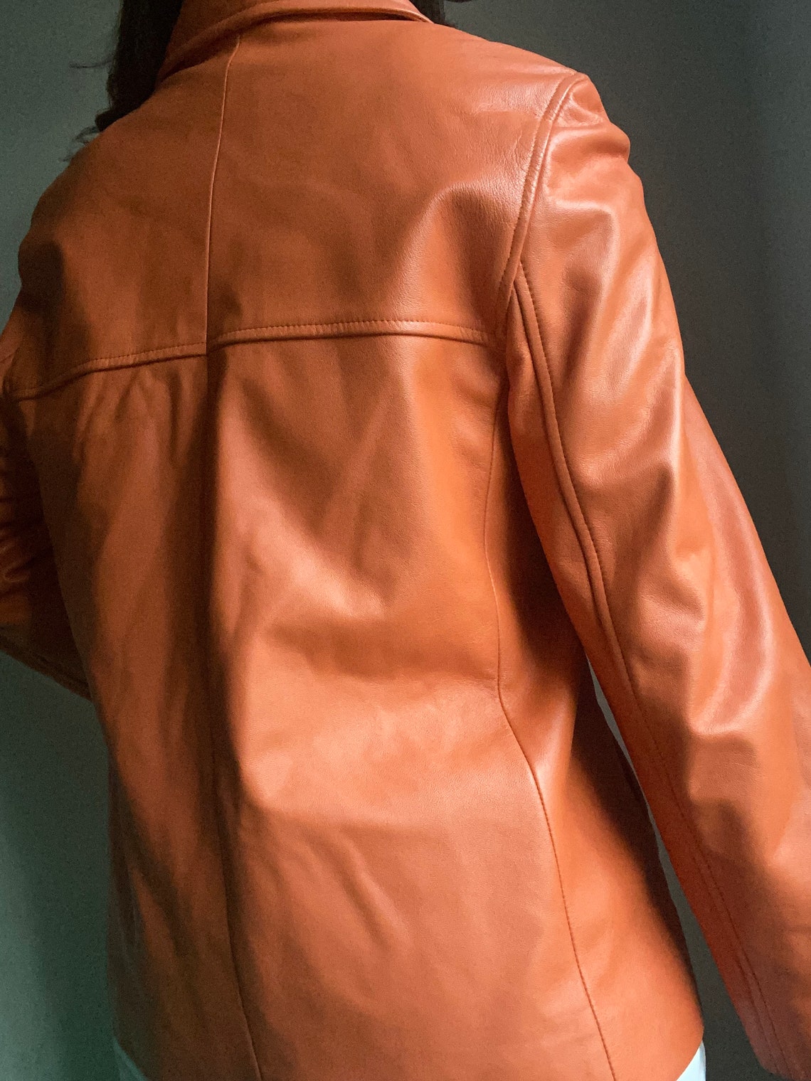 Vintage Y2K genuine leather essential zip up jacket Etsy