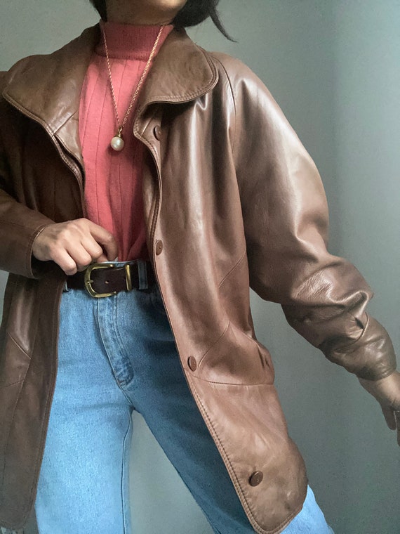 vintage lambskin puff sleeve statement oversized l