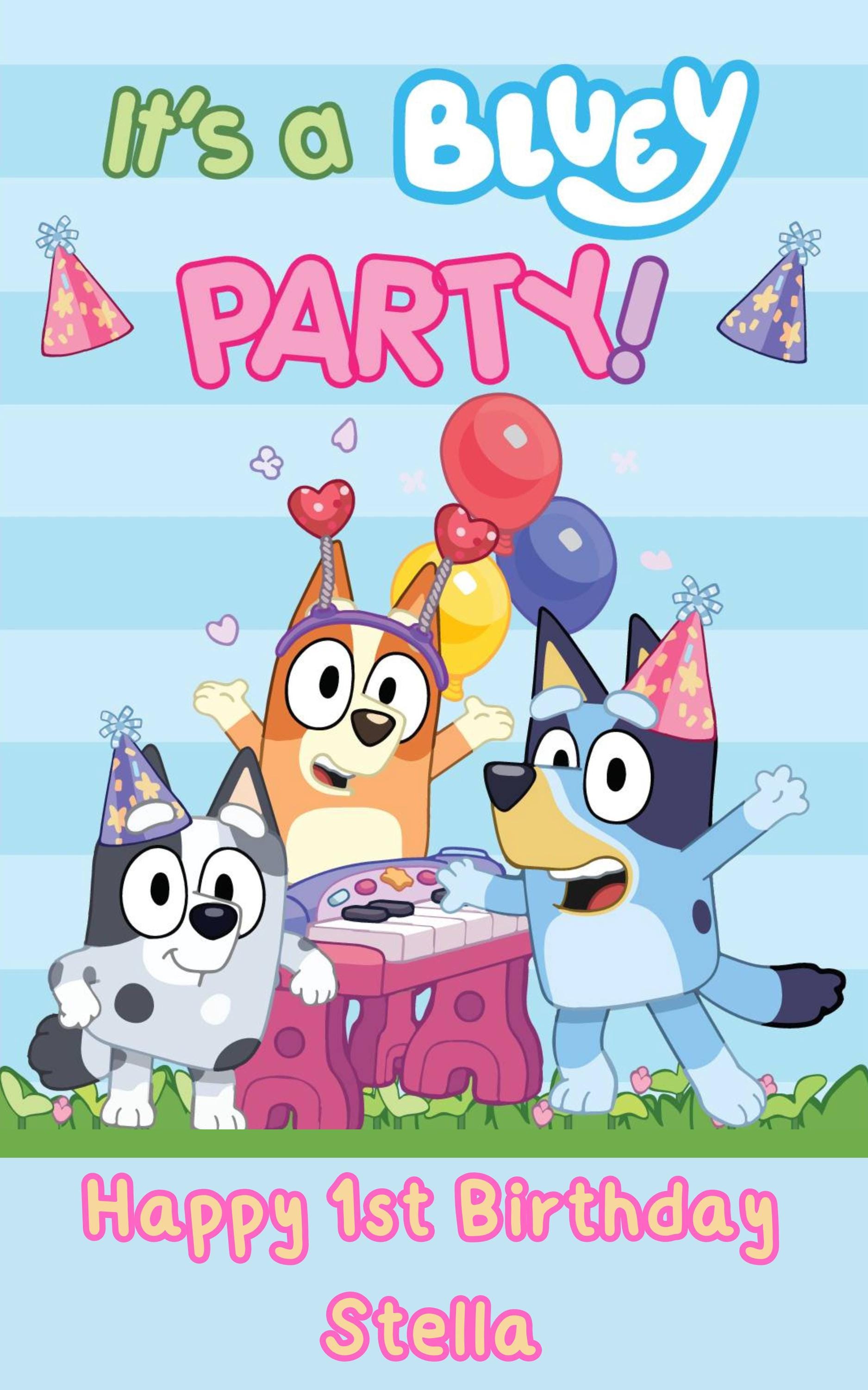 36x48IN Custom Bluey Birthday Banner – Large personalized banner for fans.