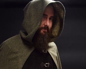 Wool Tweed Hooded Cloak