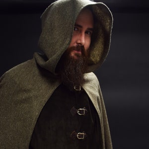 Wool Tweed Hooded Cloak