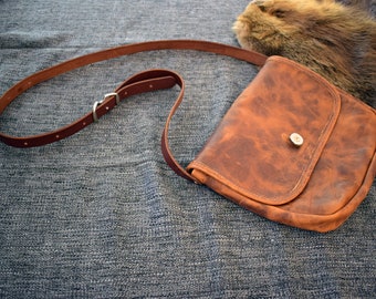 The "Outlaw" Bison Leather Saddlebag Satchel