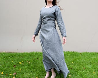 Side Laced Medieval Linen Dress