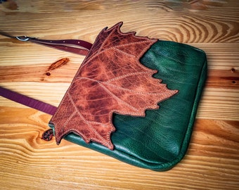 Leather Maple Leaf Crossbody Bag