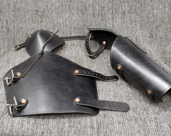 Leather Vambraces with Attached Elbow Armor