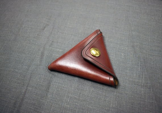 Triangular Leather Coin Pouch - Etsy