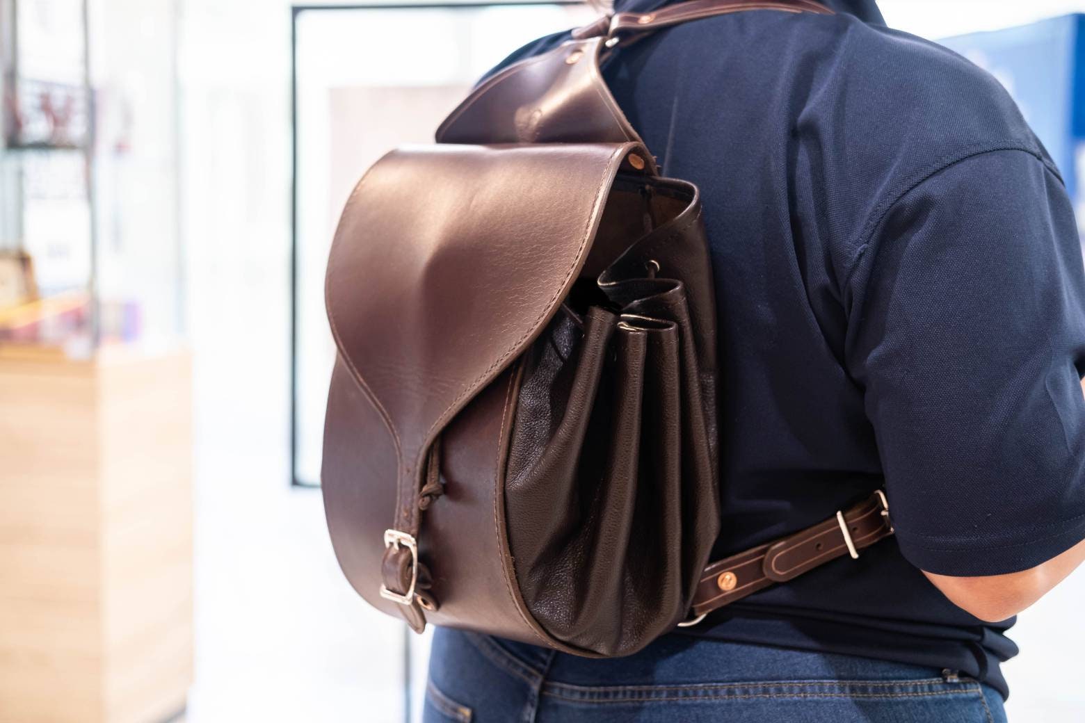 Leather Cinch Top Backpack