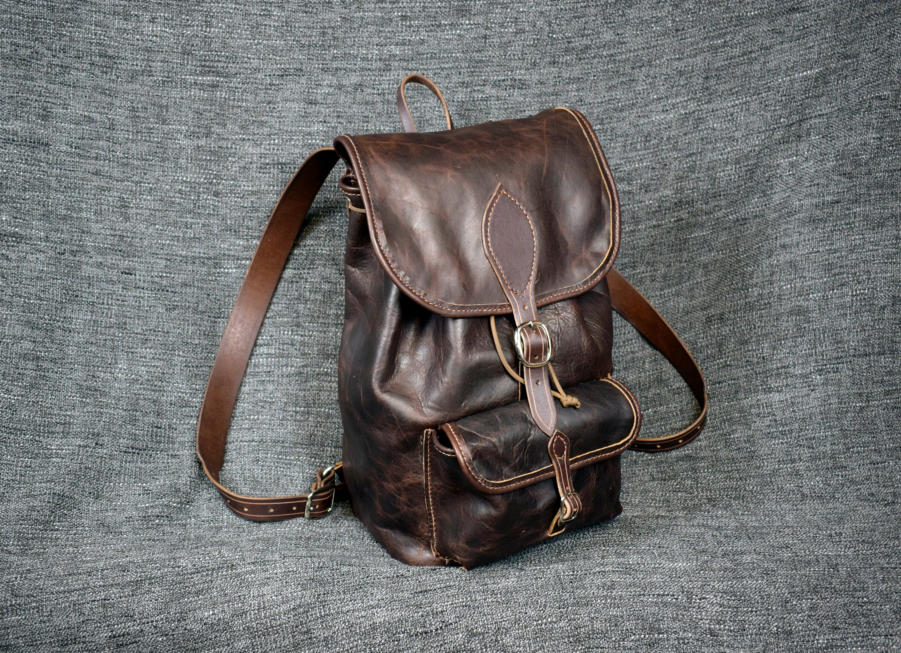bison leather backpack