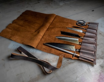 Handmade Leather Kitchen Knife Roll