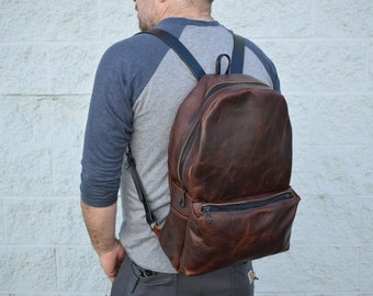 The Bison Leather Zip backpack