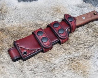 Handmade Leather Scout Sheath For The TOPS Fieldcraft Knife.