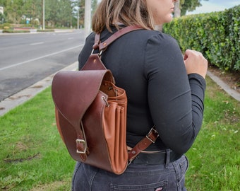 Leather Cinch Top Backpack