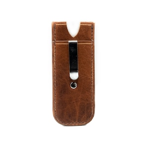 Handmade Bison Leather Pocket Slip With Clip