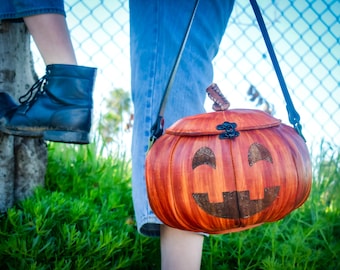 Handmade Leather Pumpkin Bag