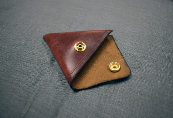 Triangular Leather Coin Pouch - Etsy