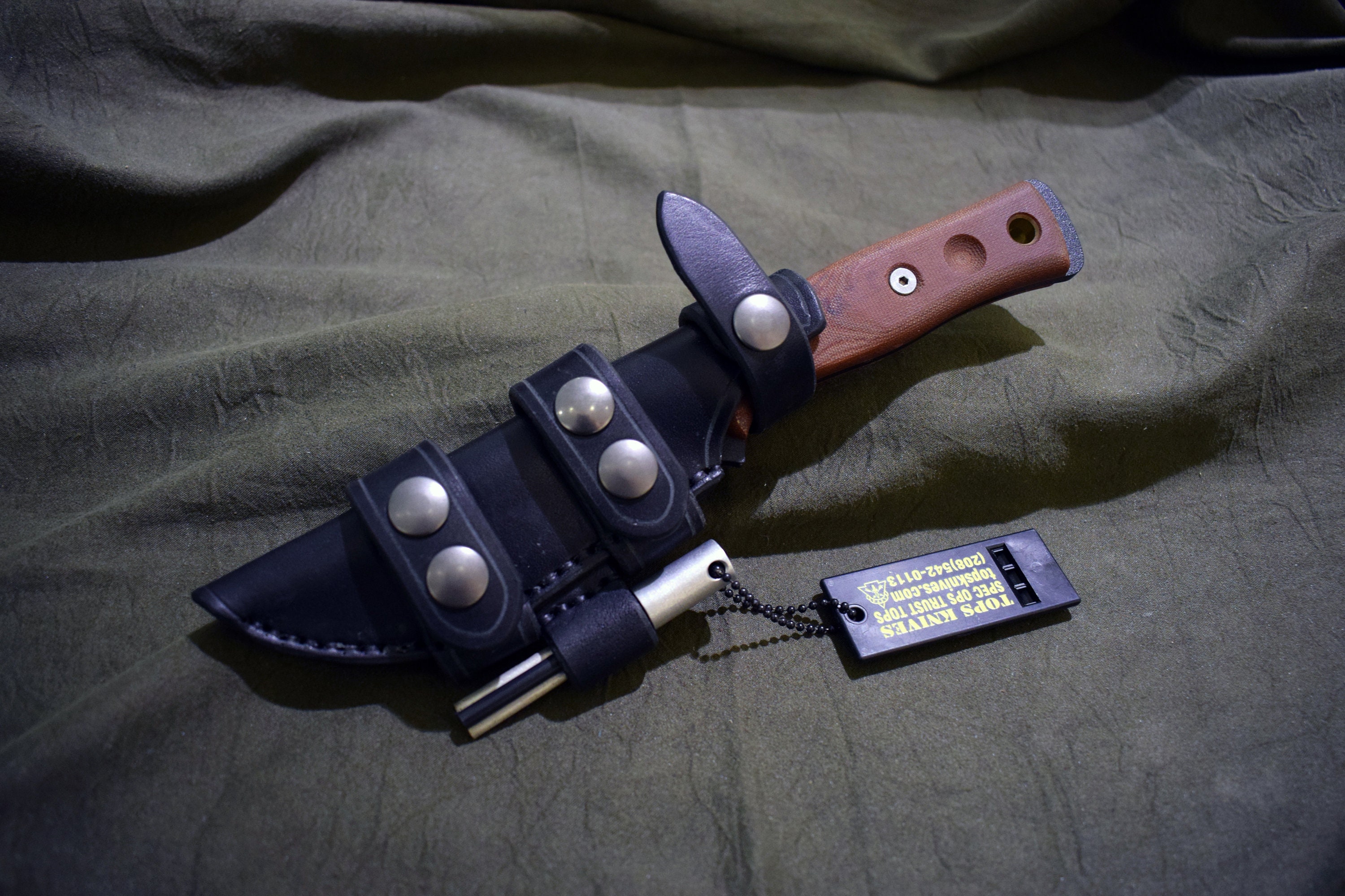 Handmade Leather Scout Sheath For The TOPS Fieldcraft Knife.