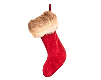 Suede Christmas Stocking with Reindeer Fur