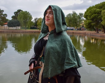 Linen Hooded Capelet