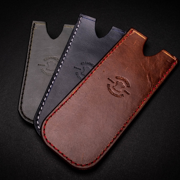 Resbalón de bolsillo de cuero hecho a mano