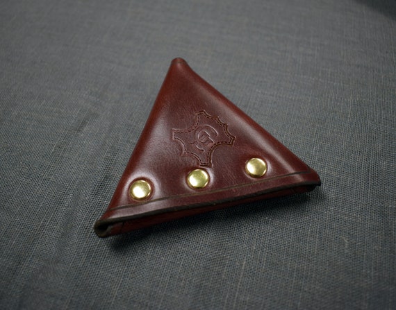 Triangular Leather Coin Pouch - Etsy