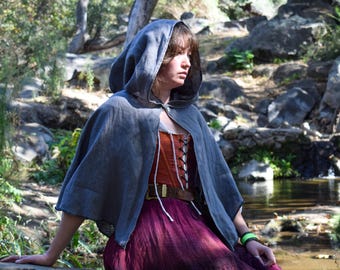 Linen Hooded Capelet