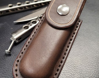 Molded Leather Belt Pouch for a Benchmade Balisong