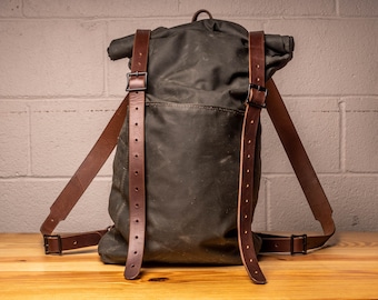 Waxed Canvas Roll Top Rucksack