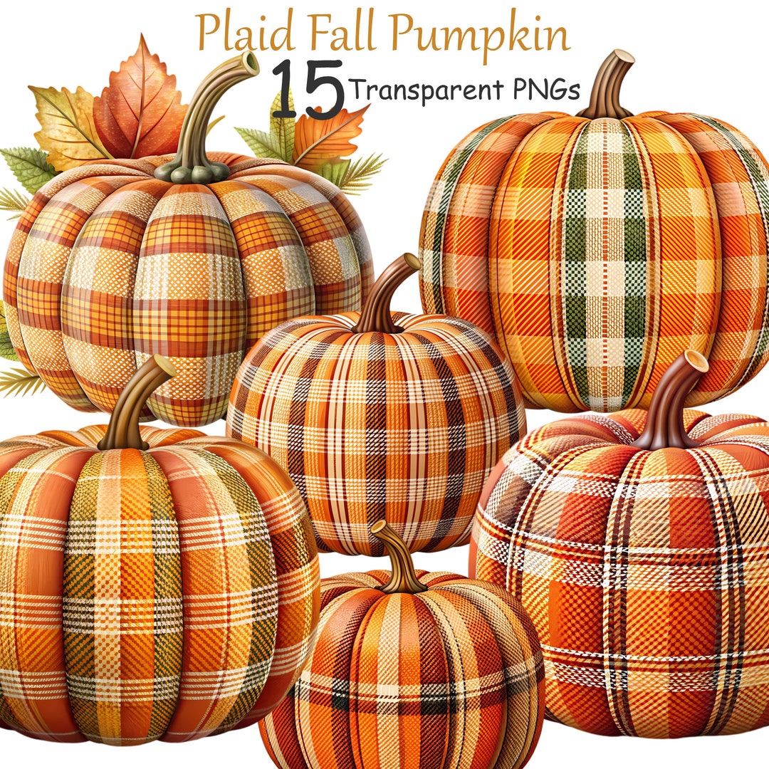 Plaid Pumpkin Autumn Fall Clipart Bundle – Cozy Fall Digital Art for ...