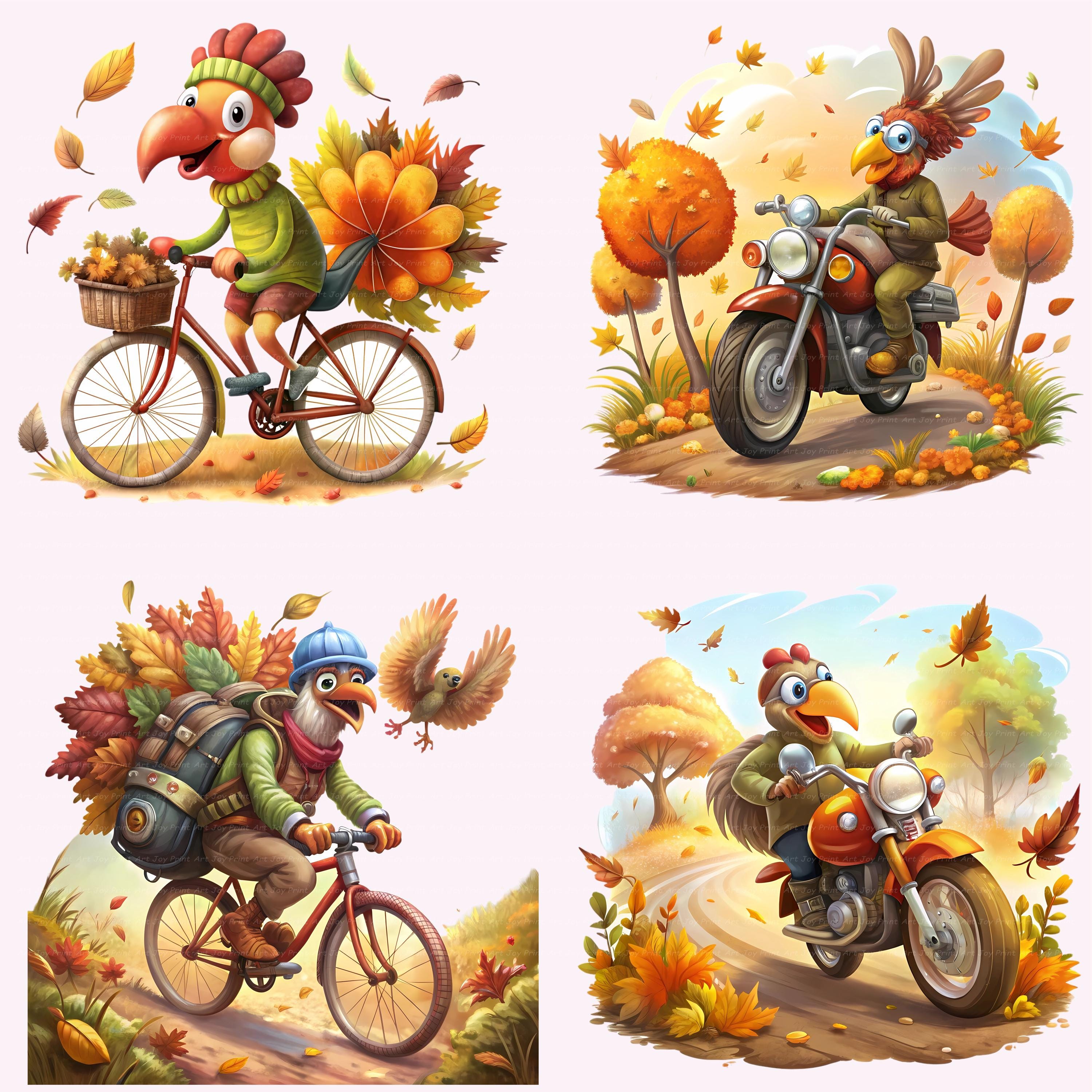Funny Turkey Rider Clipart: Thanksgiving PNG Images (digital Download ...