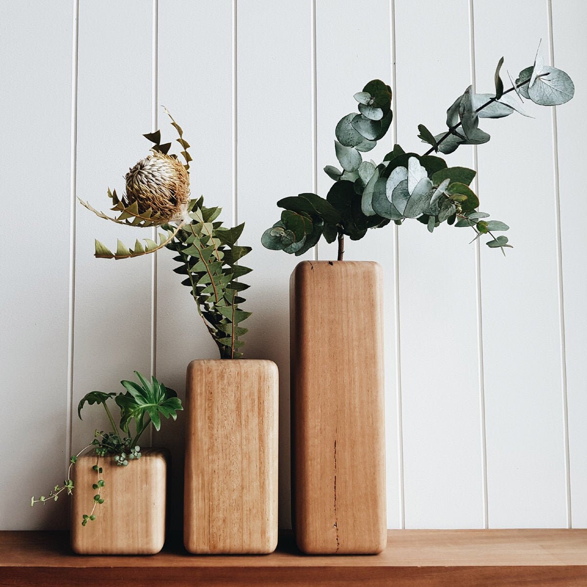 Vases de Tige Bois Dur Australien Pod - Ensemble Trois