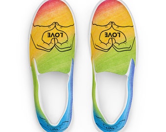 Men’s slip-on canvas shoes, Rainbow Shoes, Pride Shoes, Love Shoes, Wedding Shoes