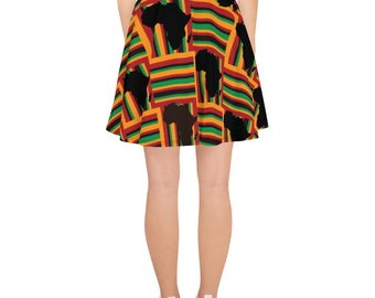 Skater Skirt, Kente Skirt, African Skirt, Kente Print Skirt