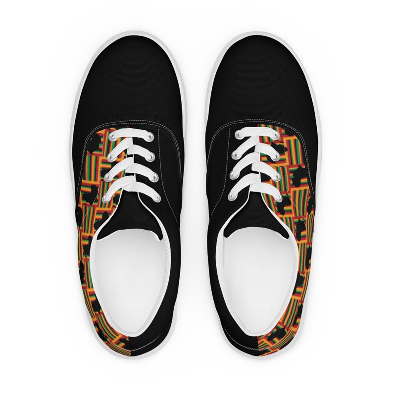 Womens lace-up canvas shoes, Kente Shoes, African Print Shoes, Kente Print Shoes, African Sneakers, Kente Sneakers image 4