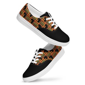 Womens lace-up canvas shoes, Kente Shoes, African Print Shoes, Kente Print Shoes, African Sneakers, Kente Sneakers image 3
