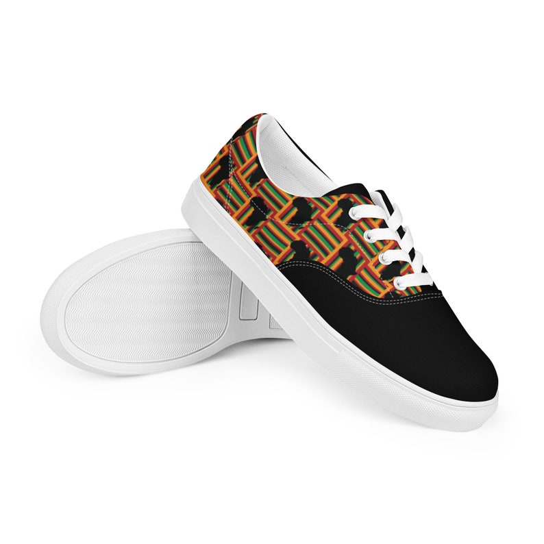 Womens lace-up canvas shoes, Kente Shoes, African Print Shoes, Kente Print Shoes, African Sneakers, Kente Sneakers image 1
