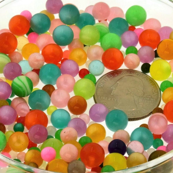 Lucite Undrilled No Hole Bead Balls 10 Gram Lot Mixed Colors and Sizes Vintage for Repair or Design Solid Moonglow Pattern