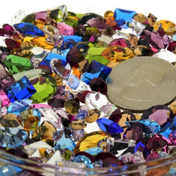 Swarovski Crystal Rhinestone Unfoiled Floor Sweep Mix Larger Sizes Different Shapes Sizes and Colors 72 Pieces Vintage Repair Design