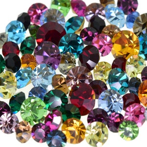 Swarovski Crystal Rhinestone Repair Mix Lot Kit Chaton Round Common Colors Sizes 4.5mm to 7mm 72 Pieces Vintage Design Pointed Foil Back