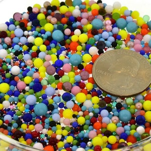 Ballotini Undrilled No Hole Bead Glass Balls 5 Gram Lot Mixed Colors and Sizes Vintage for Repair or Design Made in Germany Teeny Tiny