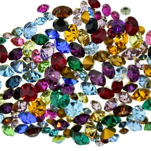 Swarovski Crystal Rhinestone Repair Mix Lot Kit Common Colors Sizes 2mmm to 4mm 144 Piece 1 Gross Pointed Foil Back Design Round Chaton