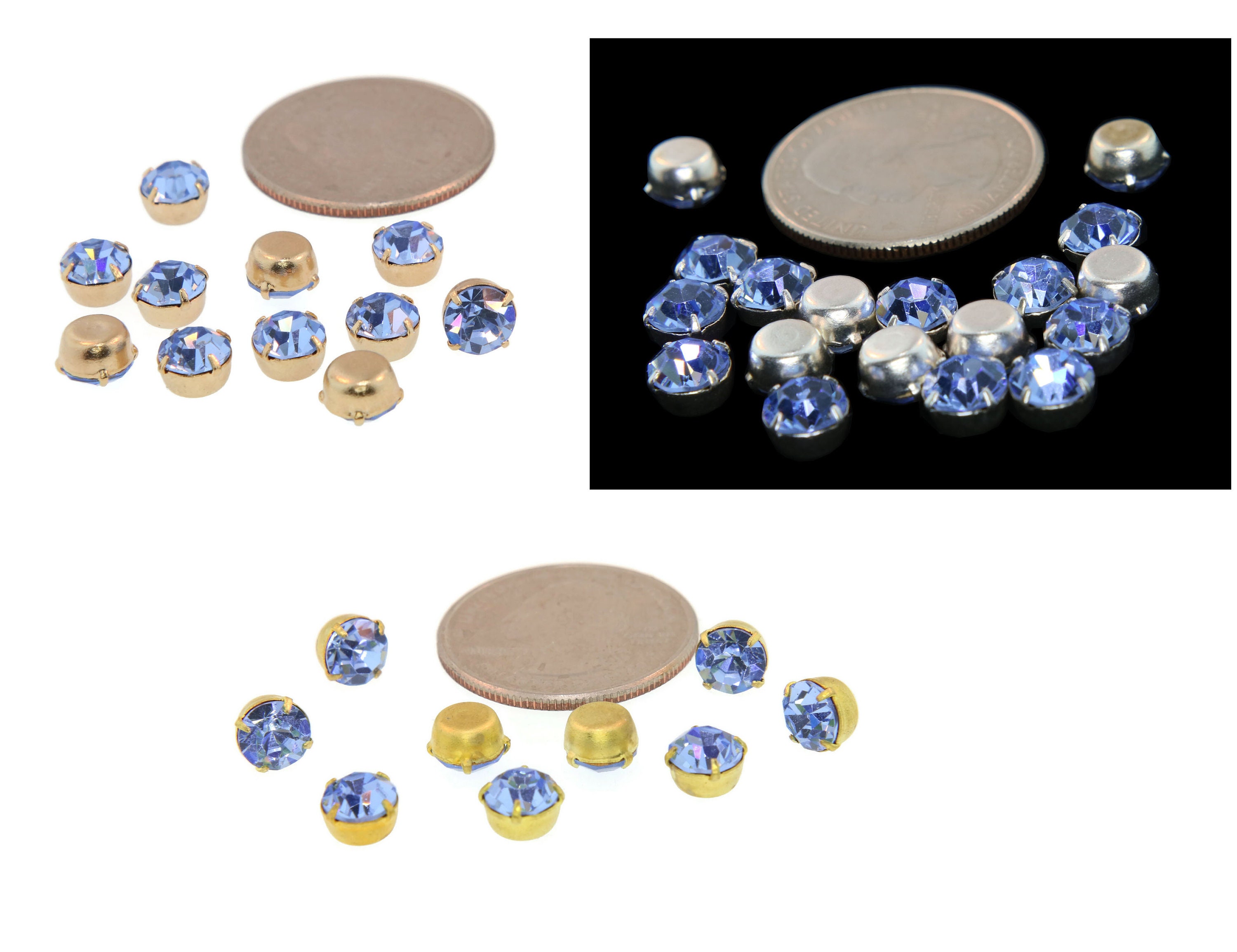 Swarovski Crystal 29ss Light Sapphire Crystal Prong Brass Setting Piece ...