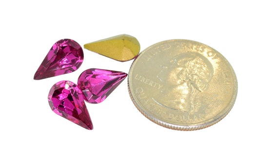 Vintage Rhinestone Pear shape Crystal 13x7 Unfoiled 12 CRAFT DESIGN Post Free