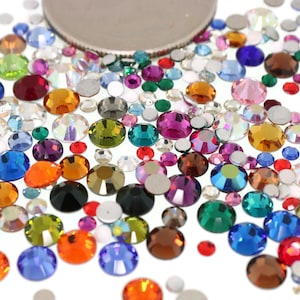 Swarovski Crystal Flatback Rhinestone Repair Design Mix Clear Colors Kit 144 Piece Lot 5ss to 20ss Sizes 1 Gross Flat Back Glue On