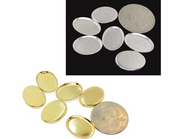 18x13mm Oval Sterling Silver 14k Gold Plated Nickel Free Brass Plain Low Wall Empty Bezel Settings Flatback Rhinestones Stones 8 Piece Lot