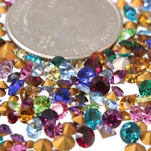 Swarovski Crystal Rhinestone Repair Mix Lot Kit Common Colors Sizes 2mm to 4mm 144 Piece 1 Gross Pointed Foil Back Design Round Chaton