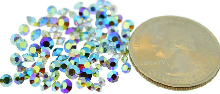 Lot TEENY Small ROUND Lot of 650 Rhinestones Crystal Clear Glass